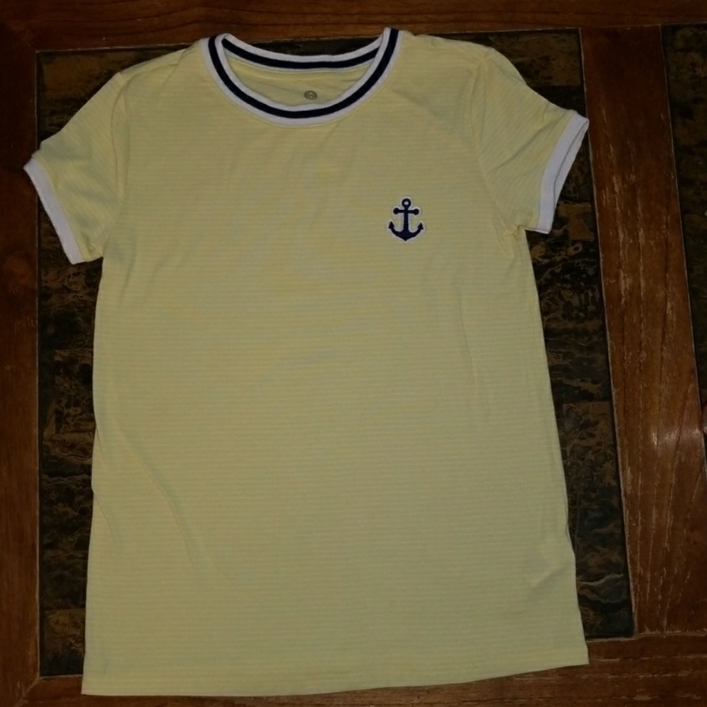 SO Nautical Short Sleeve T-shirt Yellow White XS